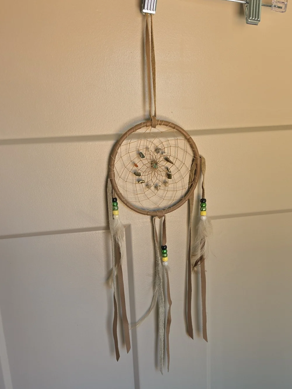Authentic Native American Handmade Dreamcatcher with Feather and Bead Accents